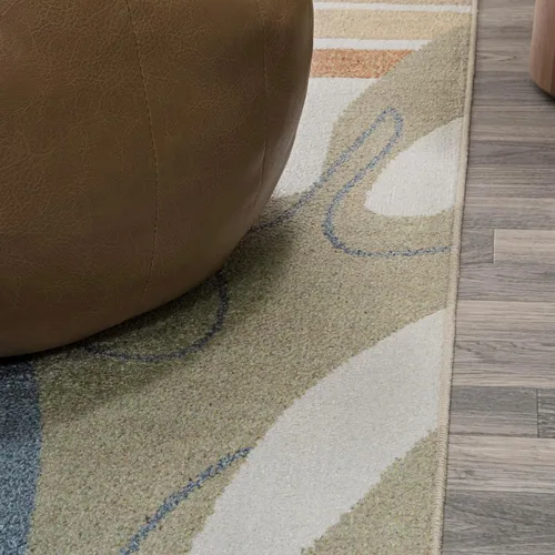 Vista 7 de JONATHAN Y Alfombra de interior lavable a máquina color crema/multi 3X5 pies, estampado de algas abstracto glam botánico para sala de estar