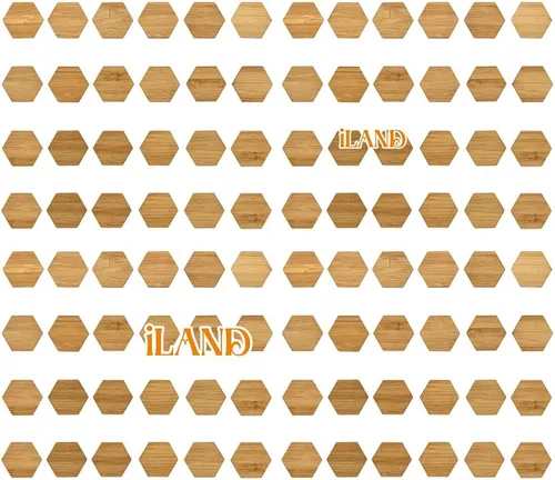 Vista 2 de iLAND Pisos barnizados para casas de muñecas a escala 1:12, tablas de piso de bambú para casas de muñecas (96 piezas hexagonales)