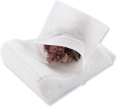 Vista 8 de 100 bolsas de té desechables para té de hojas sueltas, bolsas de filtro de té biodegradables con cordón, bolsas de té vacías de fibra de maíz