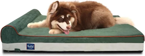 Vista 30 de Laifug Cama ortopédica de espuma viscoelástica para perros con forro duradero a prueba de agua y funda extraíble lavable (grande