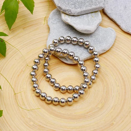 Vista 5 de Elegance 11 designs Brazalete grueso apilable de oro, pulseras elásticas de cuentas para mujer, pulsera apilada con cuentas