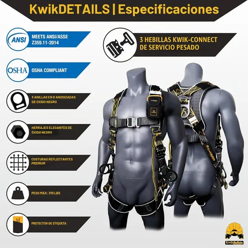 Vista 6 de KwikSafety SUPERCELL Safety Harness ANSI OSHA Fall Protection Gear