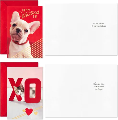 Vista 4 de Hallmark Tarjetas de San Valentín para la escuela, cachorro, gatito, cerdo, erizo (24 aulas de San Valentín con sobres)
