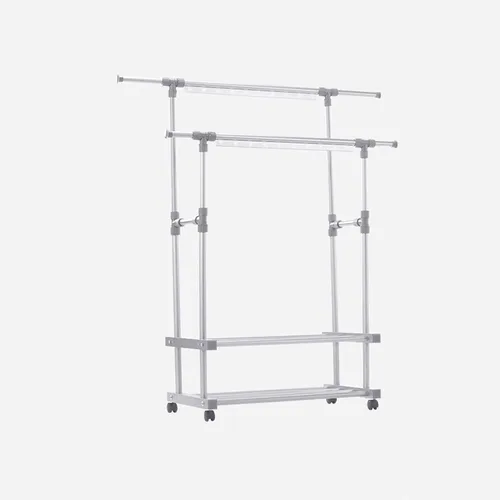 Vista 8 de UNNS Tendedero plegable para secar el suelo, 3 capas, plegable, soporte para ropa sucia, ruedas rodantes, adecuado para balcón, lavandería