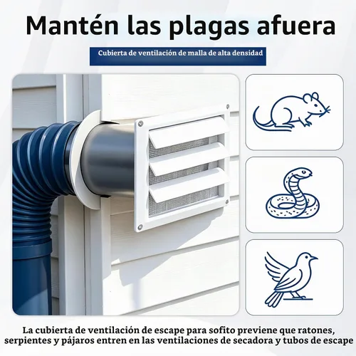 Vista 3 de Cubierta de ventilación de secadora de 4 pulgadas para exterior, evita ratas y pájaros, cubierta de ventilación al aire libre para casa, tapa
