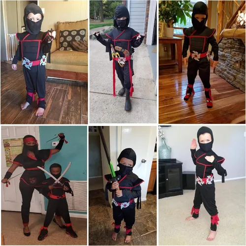 Vista 7 de SATKULL Ninja Deluxe Costume Set for Kids Muscle Ninja Costume