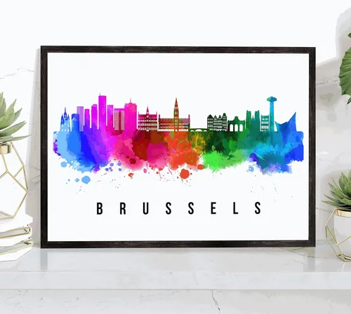 Vista 45 de Póster de Amsterdam Skyline Netherlands, pintura de paisaje urbano e impresión de monumentos, decoración para el hogar, oficina, 12 x 18 pulgadas