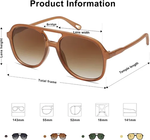 Vista 4 de SOJOS Gafas de sol polarizadas retro cuadradas estilo aviador para mujer y hombre de los años 70 vintage doble puente SJ2174