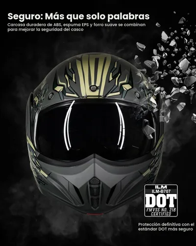 Vista 6 de ILM Casco modular de motocicleta vintage de cara completa para adultos y hombres, ATV UTV con protector de barbilla reversible de 180° DOT