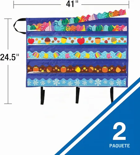 Vista 2 de Carson Dellosa - Paquete de 2 tableros de anuncios para el aula, gráficos de bolsillo de almacenamiento y soluciones de organización para Paquete