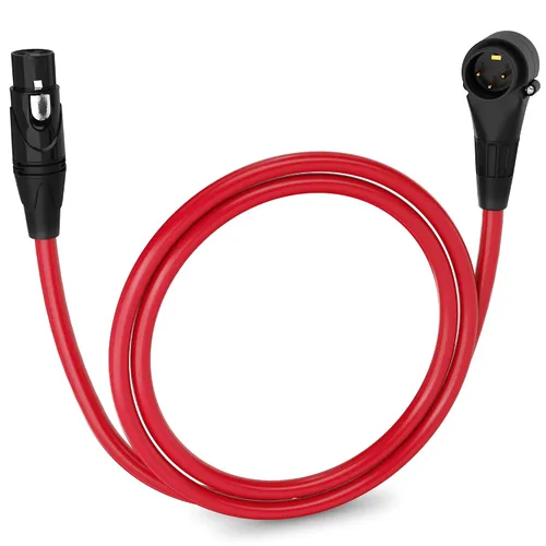 Vista 97 de LyxPro Cable de micrófono XLR hembra a macho de ángulo recto de 3 pines de 1.5 pies para altavoces amplificados, interfaz de audio, rendimiento