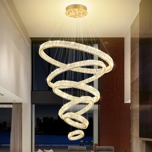 Vista 14 de Araña de Cristal LED Moderna Regulable de 8" Anillo Dorado Luminarias Colgantes para Isla de Cocina Comedor Sala de Estar