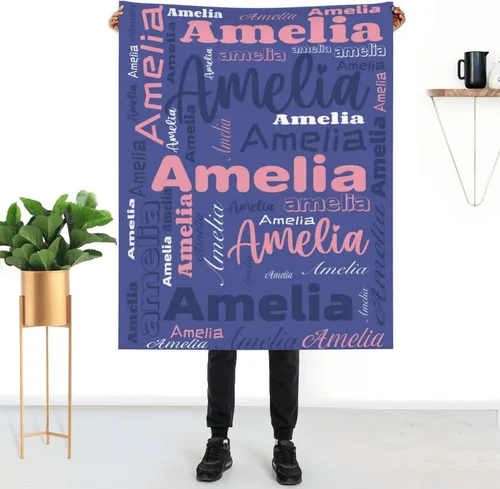 Vista 15 de Mantas personalizadas con nombre para niños, mantas de bebé personalizadas para niñas y niños con nombre, mantas de bebé personalizadas con nombre