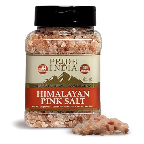 Vista 17 de Pride Of India - Sal rosa oscura del Himalaya - Enriquecida con más de 84 minerales naturales, molido medio de 0.079-0.118 in - Tarro de tamizado