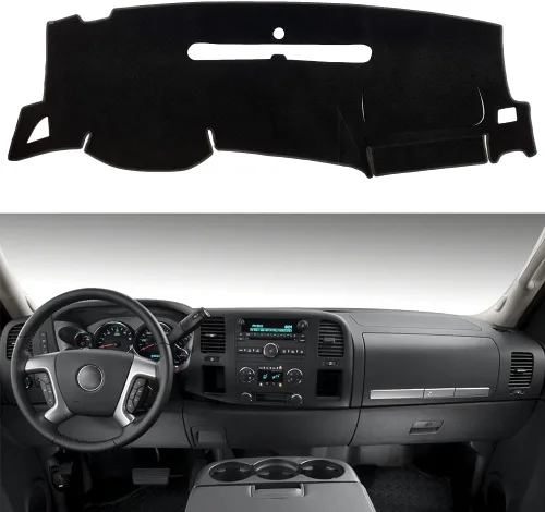 Vista 8 de Cubierta del tablero para GMC Sierra y Chevrolet Silverado - Se adapta a modelos 2007-2013 con dos guanteras. Alfombrilla de tablero de ajuste