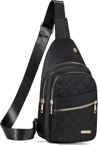 Vista 23 de Banelu Pequeña mochila bandolera bandolera para mujeres y hombres, bolsa de pecho, riñonera cruzada para exteriores, senderismo, viajes, color negro
