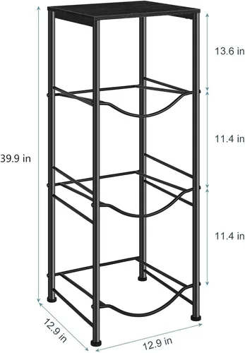 Vista 3 de MOOACE Estante para jarra de agua de 3 niveles, organizador de 5 galones con estante superior de almacenamiento, color negro