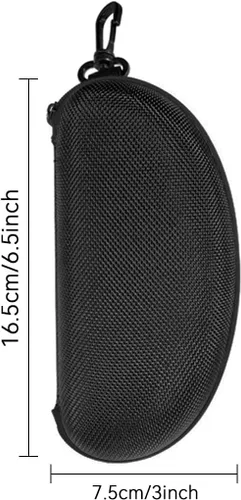 Vista 2 de Estuche rígido para gafas de sol con cremallera, 3 piezas, estuche para gafas de viaje, con gancho de plástico