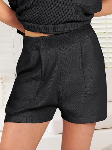 Vista 6 de ANRABESS Conjunto de dos piezas para mujer, suéter corto, suéter y pantalones cortos, conjunto de ropa de descanso