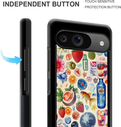 Vista 1763 de Compatible con Google Pixel 4A 5G Mobile Case Creative Acrylic Panel trasero Silicona Protección Grip especialmente diseñado para Google Pixel 4A 5G