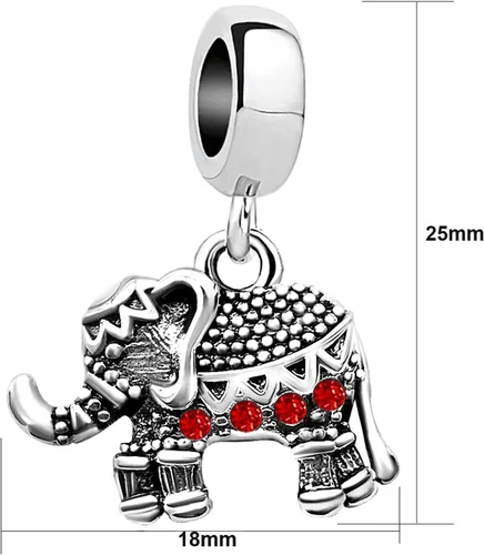 Vista 2 de KunBead Dijes colgantes de cumpleaños con piedra natal de elefante compatibles con pulsera Pandora para mujer