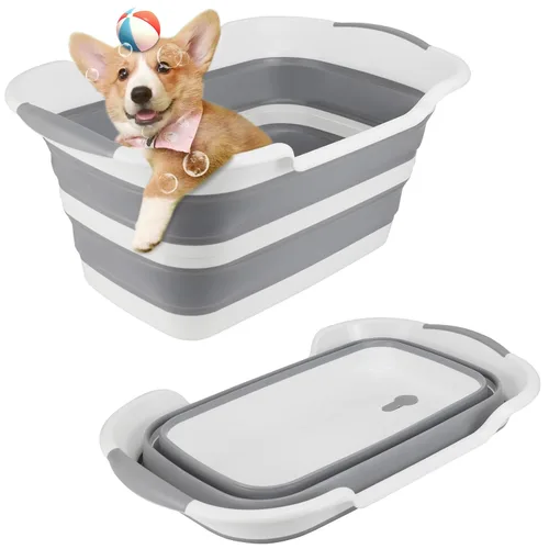 Vista 10 de ddLUCK Bañera plegable multifuncional para mascotas, bañera portátil para interiores y exteriores, bañera de lavado plegable para mascotas pequeñas