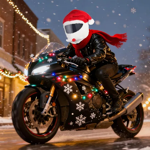 Vista 3 de Cubierta de casco de motocicleta de Navidad, sombrero de Santa para cubierta de casco, paseos divertidos, festivales, Navidad, invierno, cubierta