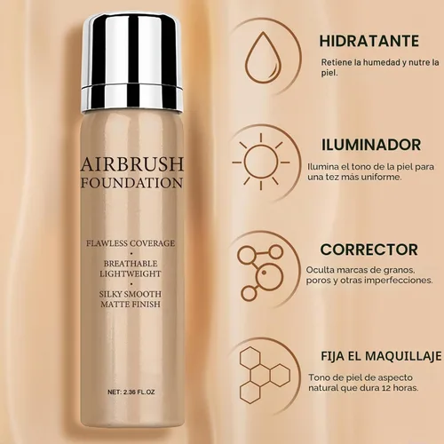 Vista 5 de Aerógrafo, base de maquillaje en aerosol, base de maquillaje impermeable de larga duración para iluminar, corrector e hidratación, acabado mate