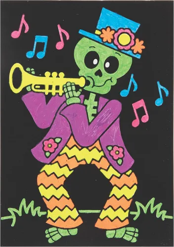 Vista 4 de Baker Ross FE729 Día de los Muertos en color en decoraciones de imagen, paquete de 10, imágenes de fieltro para manualidades, haz tu propia