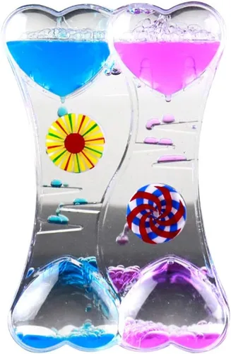 Vista 9 de MG554zy0 Doble Corazón Líquido Movimiento Burbuja de Goteo Aceite de Arena Reloj Temporizador Reloj de Juguete para Niños Regalo Doble Corazón