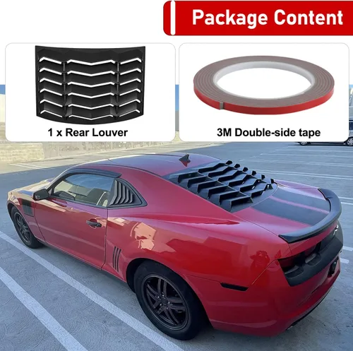 Vista 6 de Rejillas para ventana trasera para Chevrolet Chevy Camaro 2010 2011 2012 2013 2014 2015, parabrisas, estilo Lambo, mate negro, ABS, cubierta parasol