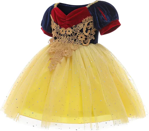 Vista 2 de JOURPEO Vestido de princesa para niñas pequeñas disfraz de cosplay de Halloween con accesorios