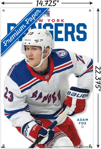 Vista 3 de Trends International NHL New York Rangers - Póster de pared de la serie 23 de Adam Fox, 14.72 x 22.37 pulgadas, paquete de póster premium y alfiler