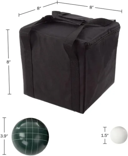 Vista 4 de Trademark Games Juego de bochas tamaño reglamentario – Juego de césped para patio trasero o playa – Incluye bolas de bochas rojas y verdes, palino