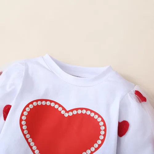 Vista 3 de METYOUEZE Conjunto de falda de manga larga con estampado en forma de corazón para bebé niña