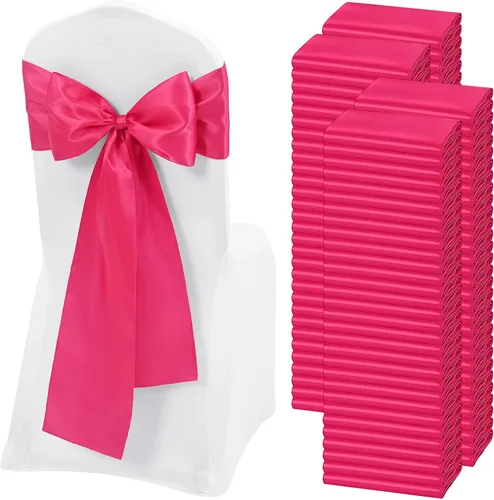 Vista 39 de 60 bandas de satén color burdeos para silla, diseño de lazos, para decoración de sillas de Acción de Gracias, boda, Navidad, banquetes, fiestas