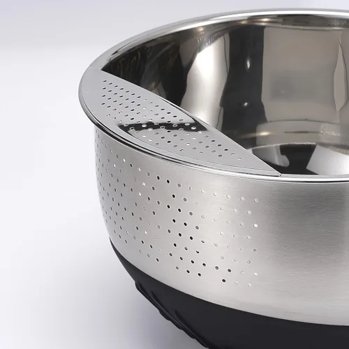 Vista 5 de Lavador de Arroz Colador Tazón Tazón de Lavado de Quinua Colador de Acero Inoxidable Escurridores Laterales Versátiles para Limpiar Enjuagar Frutas