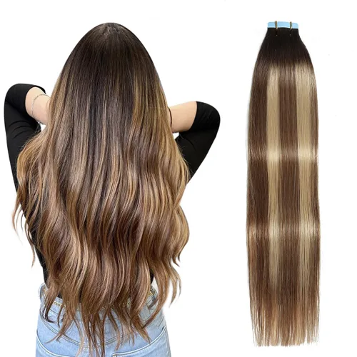 Vista 28 de SUYYA Extensiones de Cabello Humano Rizado Liso con Cinta, Color Negro Natural, Extensiones de Cabello con Cinta, Cabello Humano Rizado Liso, 12