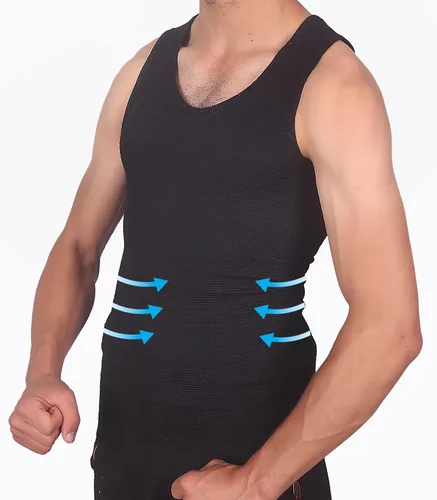 Vista 2 de Camisas de compresión para hombre, chaleco moldeador de cuerpo adelgazante para hombre, camisetas sin mangas para abdominales, fajas para hombres