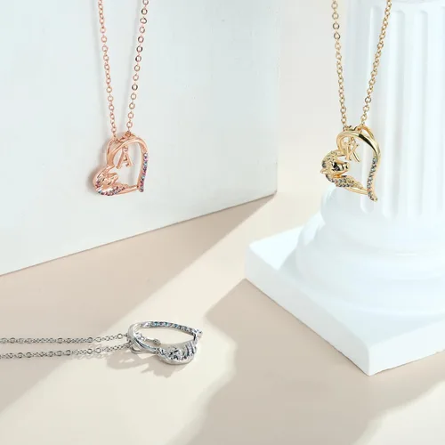 Vista 7 de Anoup Collar con inicial de unicornio, chapado en oro de 14 quilates, hipoalergénico con circonita cúbica, colgante de diamante simulado, joyería
