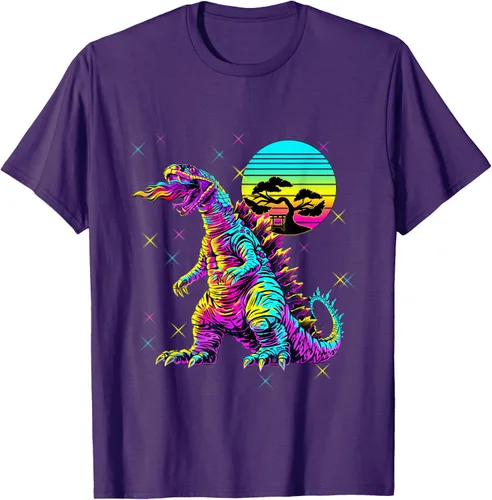 Vista 40 de Cool Streetwear synthwave 80s 90s retro anime snakezilla camiseta, Negro