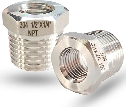 Vista 15 de Reductor de buje hexagonal macho de 1 pulgada a 1/2 pulgada NPT hembra, adaptador reductor de acero inoxidable 304, buje hexagonal de tubo
