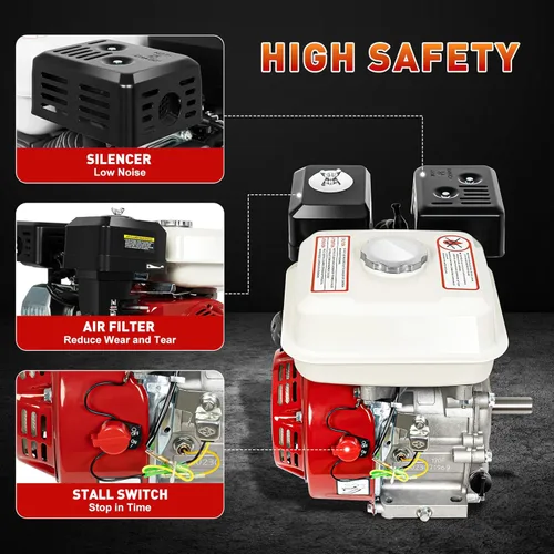 Vista 7 de Motor de Gasolina, Motor de Go Kart de 4 Tiempos 6.5 HP, Motor de Gasolina de Un Cilindro Refrigerado por Aire para Honda GX160 OHV Arranque Manual