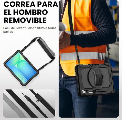 Vista 5 de Timecity Funda para Samsung Galaxy Tab S10 Lite/S10 FE/S9 FE 5G/S9, color Funda protectora resistente de 10.9 pulgadas/11 pulgadas con protector