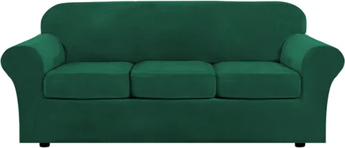 Vista 116 de H.VERSAILTEX - Funda elástica para sofá de 2 piezas, funda protectora de terciopelo, suave, con parte inferior elástica, con un ancho de hasta 49