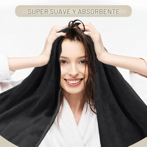 Vista 2 de SUNLAND - Toalla de microfibra para el cabello, 24 x 43 pulgadas, color negro
