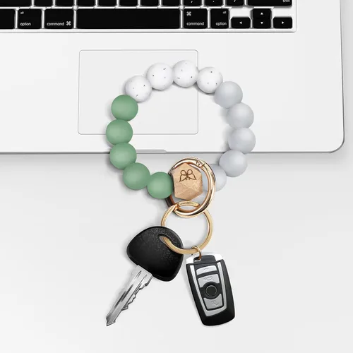 Vista 5 de Llavero pulsera con bolsillo para tarjetero, llavero con borla, llavero para mujer