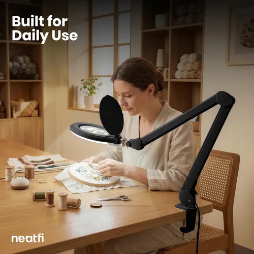 Vista 8 de Neatfi Elite XL HD Bifocales Super LED - Lámpara de aumento con abrazadera, lente de vidrio, 6500K, sin deslumbramiento, atenuación no polar