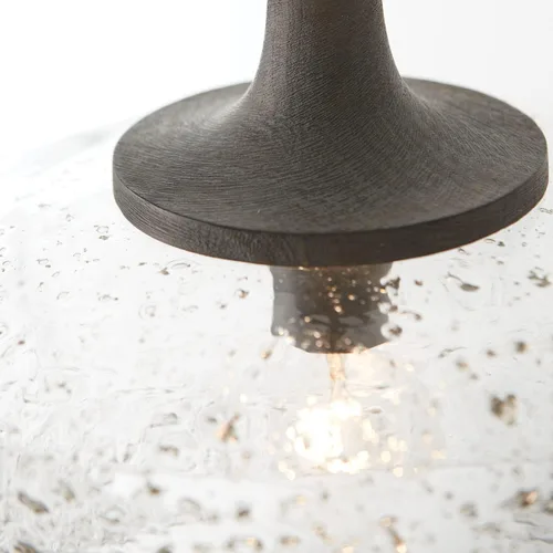 Vista 5 de Capital Lighting 347611CK Clive - Lámpara colgante de techo con cúpula de cristal sembrado de madera de mango cepillado y piedra, 1 luz de 100