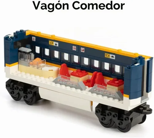 Vista 5 de Block Builder Juego de bloques de construcción con control remoto de tren de alta velocidad con estación de tren completo (1532 piezas). Bloques